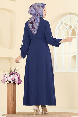 moda selvim Dress 5002BM387 Navy Blue - Thumbnail