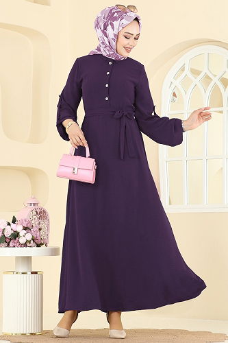 moda selvim Dress 5002BM387 Purple - Thumbnail