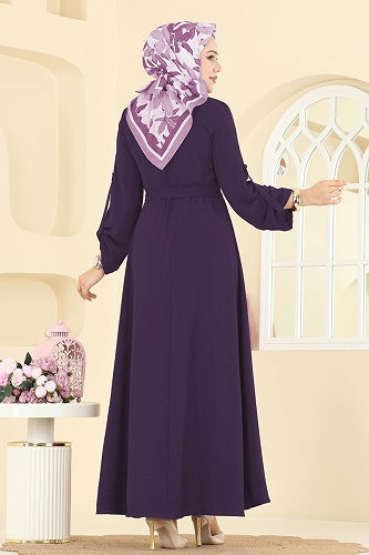 moda selvim Dress 5002BM387 Purple - Thumbnail