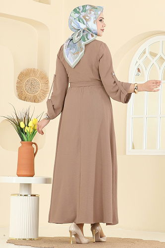 moda selvim الفستان بيج 5002BM387 - Thumbnail