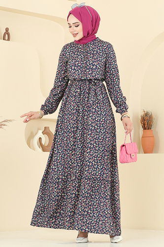 moda selvim الفستان كحلي 5002ERK1158 - Thumbnail