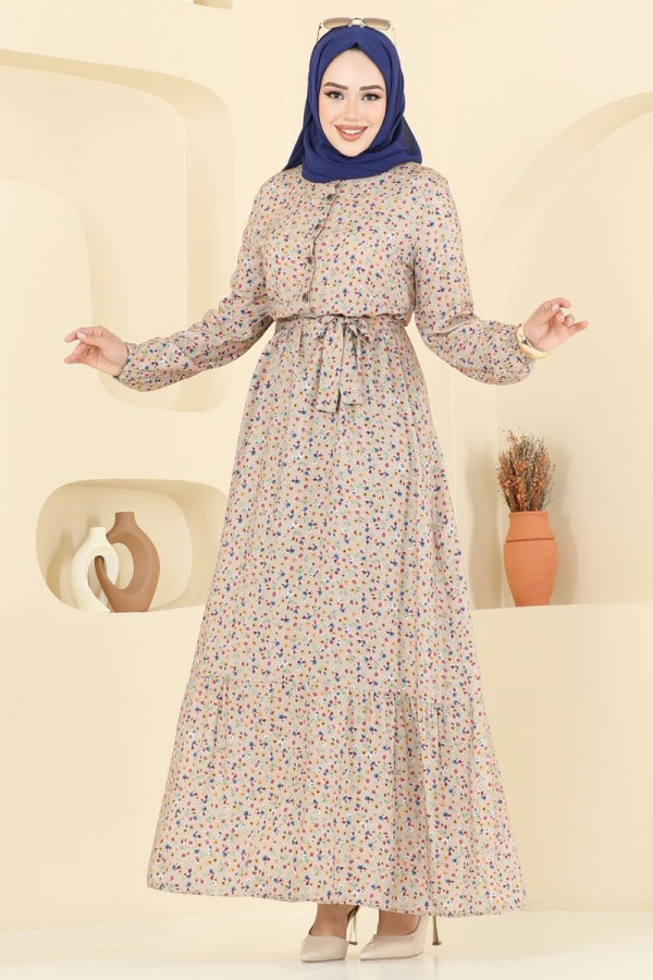 Modaselvim الفساتين الفستان بيج 5002ERK1158