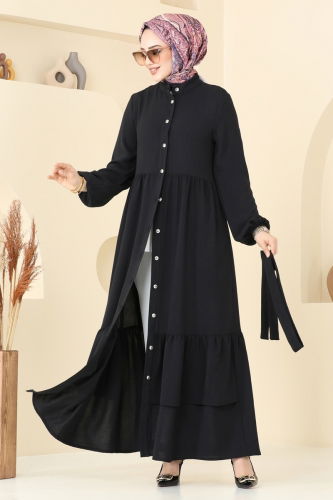moda selvim الفستان أسود 5002MDA386 - Thumbnail