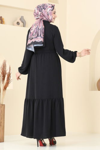 moda selvim الفستان أسود 5002MDA386 - Thumbnail