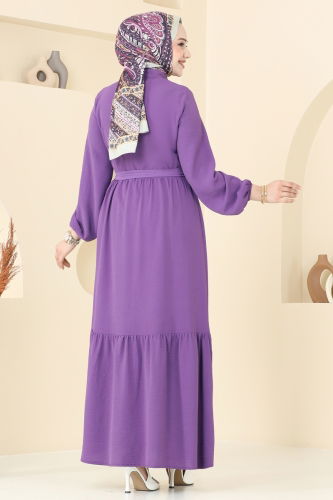 moda selvim الفستان ليلكي غامق 5002MDA386 - Thumbnail