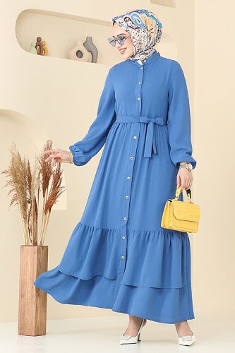 moda selvim Dress 5002MDA386 Indigo - Thumbnail