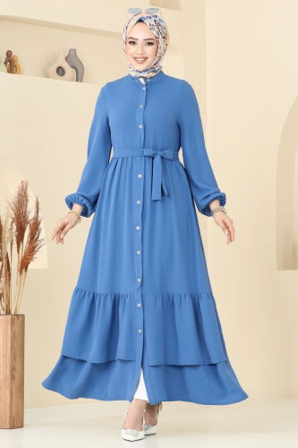 moda selvim Dress 5002MDA386 Indigo - Thumbnail