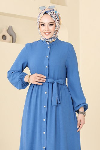 moda selvim Dress 5002MDA386 Indigo - Thumbnail