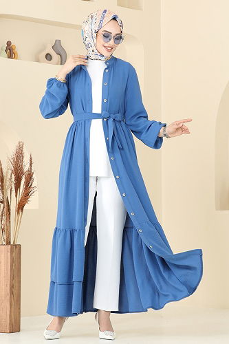 moda selvim الفستان ازرق 5002MDA386 - Thumbnail