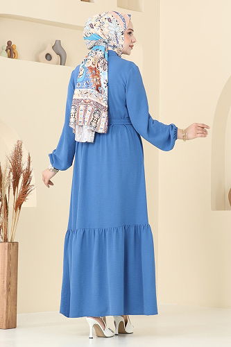 moda selvim الفستان ازرق 5002MDA386 - Thumbnail