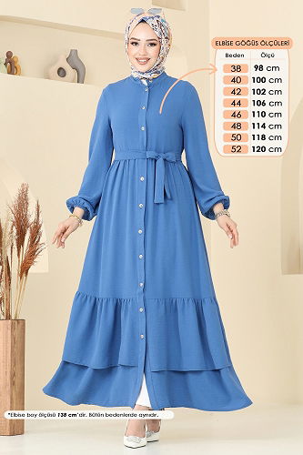 moda selvim الفستان ازرق 5002MDA386 - Thumbnail