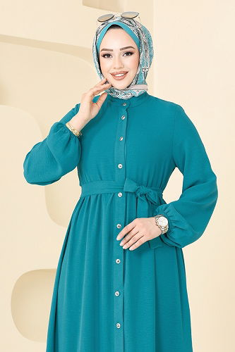 moda selvim Dress 5002MDA386 Light Petroleum - Thumbnail