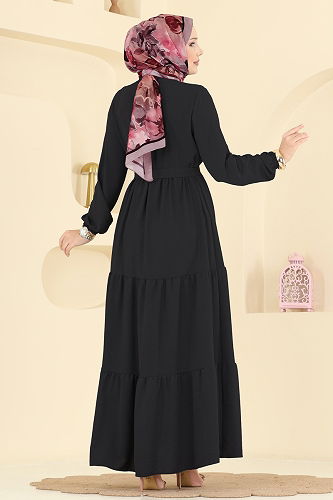 moda selvim Dress 5003BM387 Black - Thumbnail