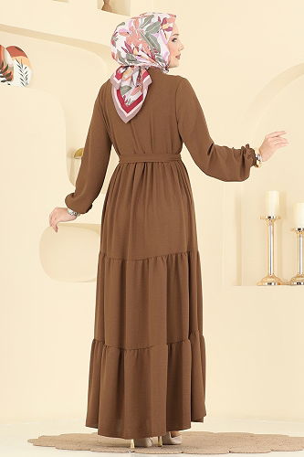moda selvim Dress 5003BM387 Brown - Thumbnail