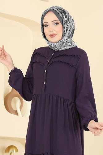 moda selvim Dress 5003BM387 Damson - Thumbnail