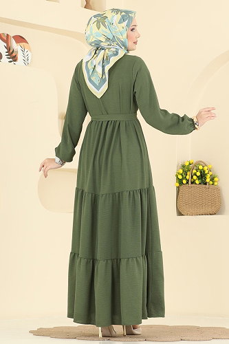 moda selvim Dress 5003BM387 Khaki - Thumbnail