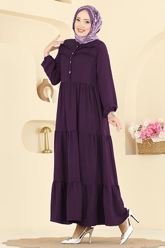 moda selvim Dress 5003BM387 Light Damson - Thumbnail