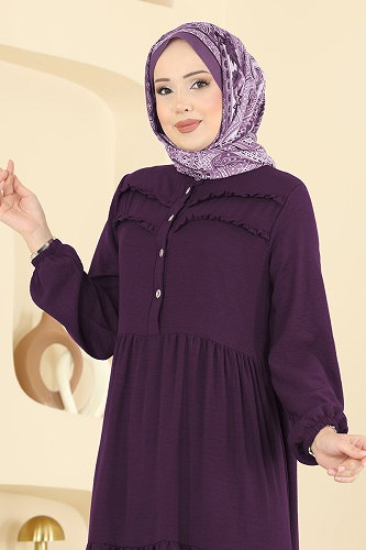 moda selvim Dress 5003BM387 Light Damson - Thumbnail