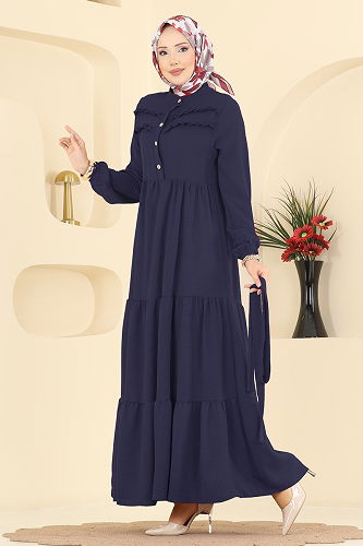 moda selvim Dress 5003BM387 Navy Blue - Thumbnail