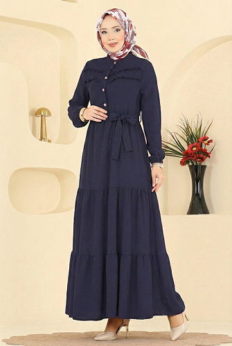 moda selvim الفستان كحلي 5003BM387 - Thumbnail