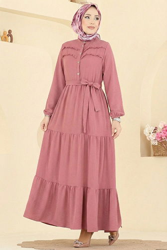 moda selvim Dress 5003BM387 Rose Dried - Thumbnail