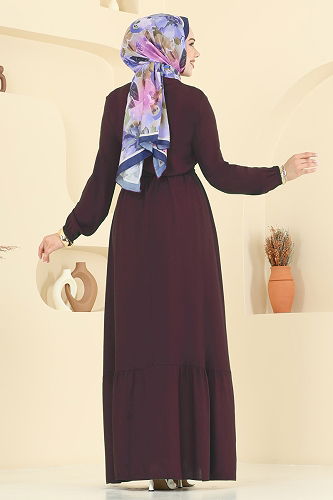 moda selvim Dress 5003ERK1158 Damson - Thumbnail