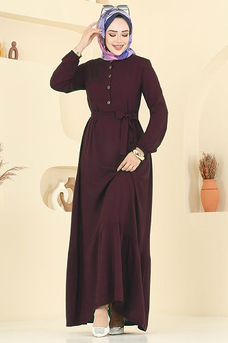 moda selvim Dress 5003ERK1158 Damson - Thumbnail