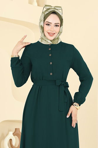 moda selvim Dress 5003ERK1158 Emerald - Thumbnail