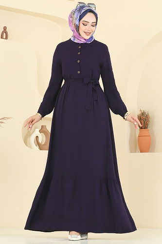 moda selvim Dress 5003ERK1158 Navy Blue - Thumbnail