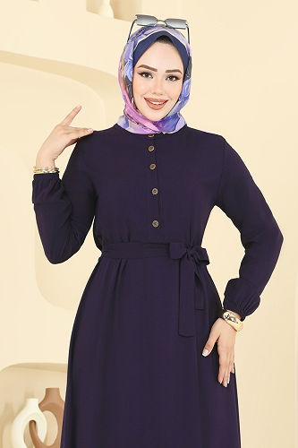 moda selvim Dress 5003ERK1158 Navy Blue - Thumbnail