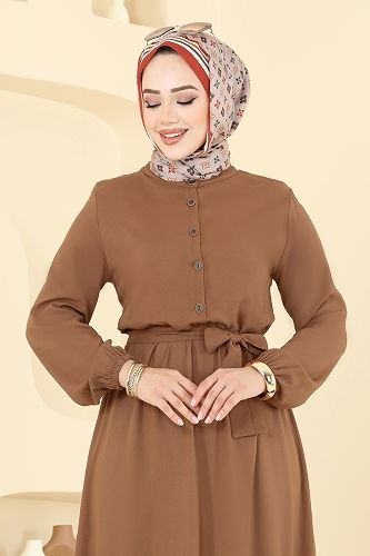moda selvim Dress 5003ERK1158 Tan - Thumbnail