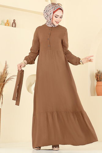 moda selvim Dress 5003ERK1158 Tan - Thumbnail