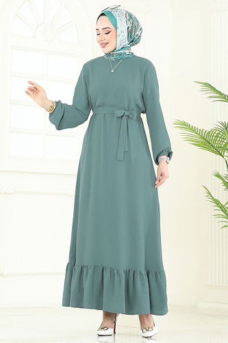 moda selvim Dress 5003MDA386 Almond Green - Thumbnail