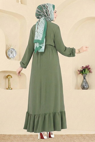 moda selvim Dress 5003MDA386 Almond Green - Thumbnail