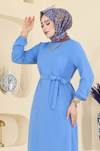 moda selvim Dress 5003MDA386 Baby Blue - Thumbnail