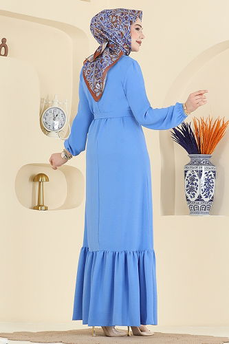 moda selvim Dress 5003MDA386 Baby Blue - Thumbnail