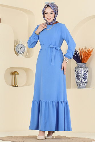 moda selvim الفستان أزرق فاتح 5003MDA386 - Thumbnail