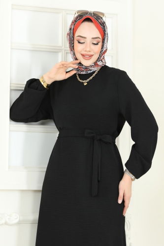moda selvim الفستان أسود 5003MDA386 - Thumbnail