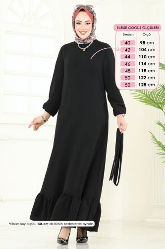 moda selvim الفستان أسود 5003MDA386 - Thumbnail