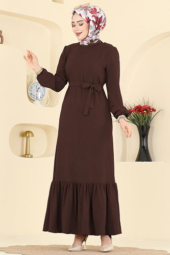 moda selvim Dress 5003MDA386 Brown - Thumbnail