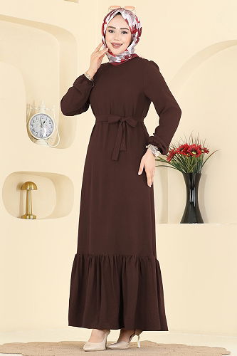 moda selvim Dress 5003MDA386 Brown - Thumbnail