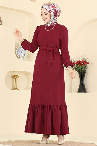 moda selvim الفستان خمري 5003MDA386 - Thumbnail