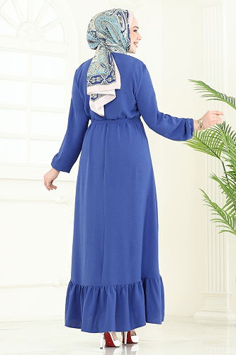 moda selvim Dress 5003MDA386 Indigo - Thumbnail