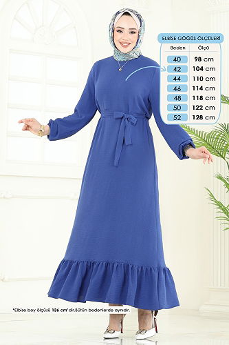 moda selvim Dress 5003MDA386 Indigo - Thumbnail