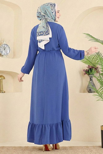 moda selvim Dress 5003MDA386 Indigo - Thumbnail