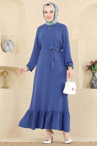 moda selvim الفستان ازرق 5003MDA386 - Thumbnail