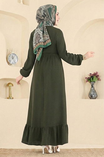 moda selvim Dress 5003MDA386 Khaki - Thumbnail