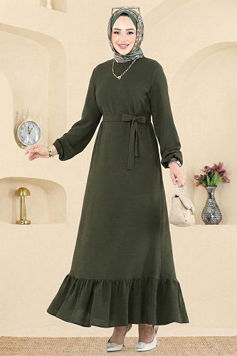 moda selvim Dress 5003MDA386 Khaki - Thumbnail