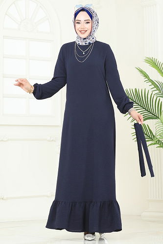 moda selvim Dress 5003MDA386 Light Navy Blue - Thumbnail