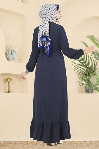 moda selvim الفستان كحلي فاتح 5003MDA386 - Thumbnail